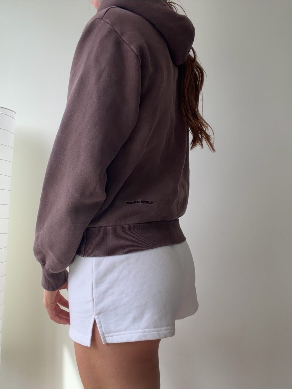 Aritzia Superworld brown Fleece Hoodie- XS - Picture 3 of 4